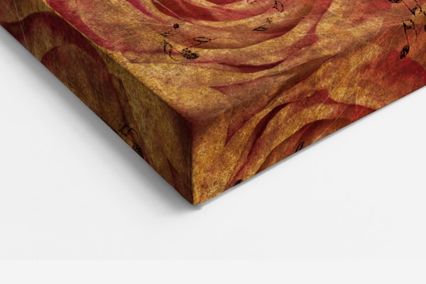 Toile Imprimée Collage Rose et Partition Musicale - au mur dans un intérieur