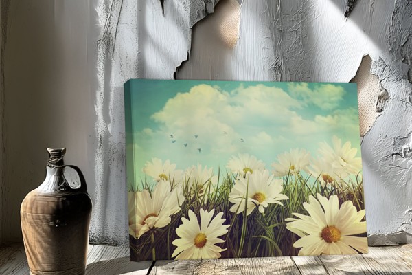 Spring Meadow with Wildflowers Canvas Print - on the wall in a room interior