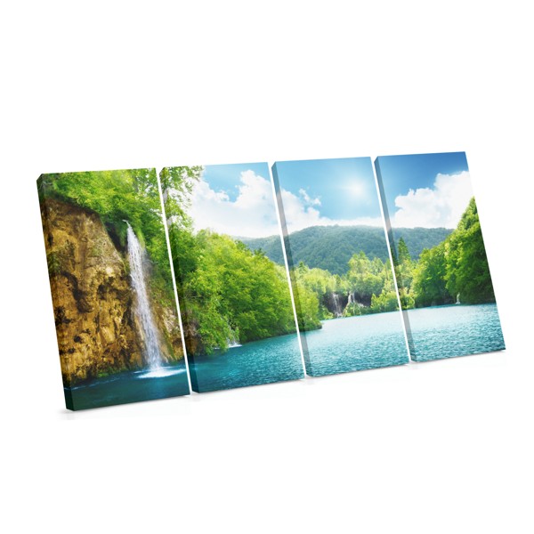 Waterfall and Sunbeams Canvas Print