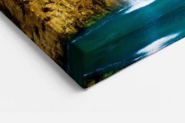 Waterfall and Sunbeams Canvas Print - on the wall in a room interior