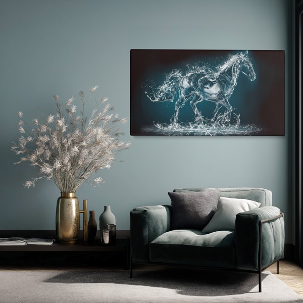 Dragonfly Over Water Canvas Print - on the wall in a room interior