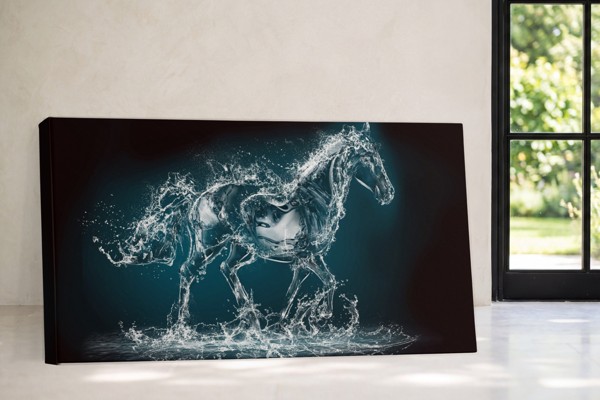 Dragonfly Over Water Canvas Print - on the wall in a room interior