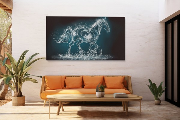 Dragonfly Over Water Canvas Print - on the wall in a room interior