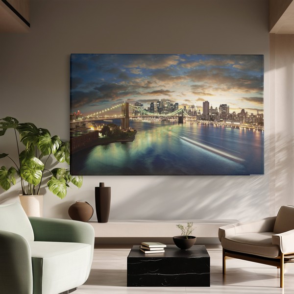Between the Worlds Abstract Reflection Canvas Print - on the wall in a room interior
