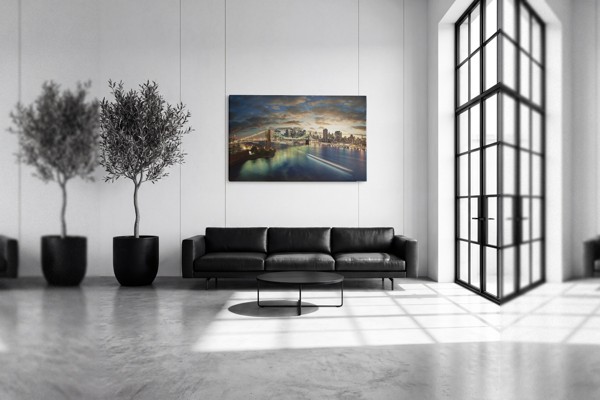 Between the Worlds Abstract Reflection Canvas Print - on the wall in a room interior