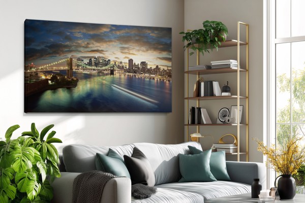 Between the Worlds Abstract Reflection Canvas Print - on the wall in a room interior