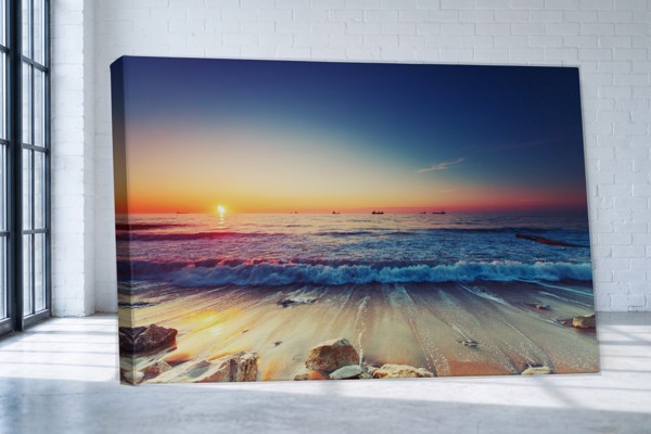Coastal Tide at Sunset Canvas Print - on the wall in a room interior