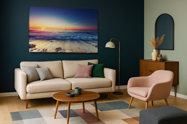 Coastal Tide at Sunset Canvas Print - on the wall in a room interior