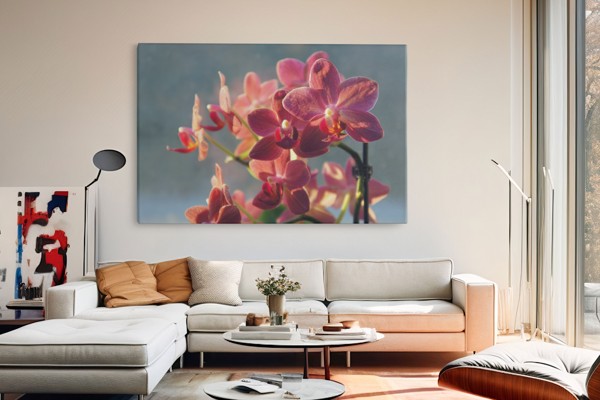 Tablou Canvas Buchet de Orhidee Alba - pe perete într-un interior