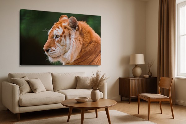 Tijgerportret Canvas Print - aan de muur in een interieur