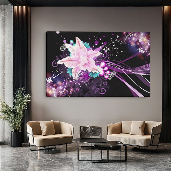 Toile Imprimée Flore Colorée en Collage - au mur dans un intérieur