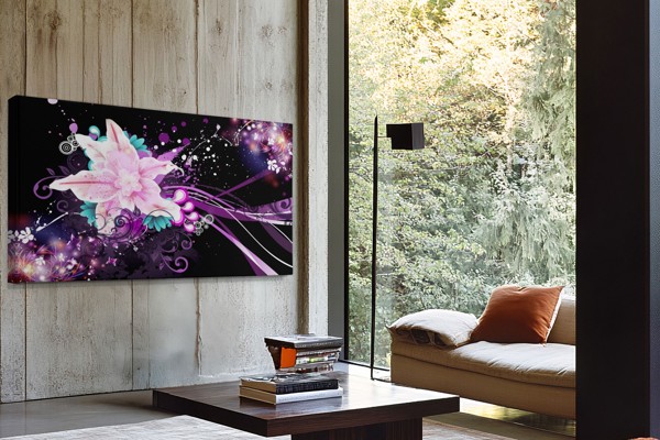 Toile Imprimée Flore Colorée en Collage - au mur dans un intérieur