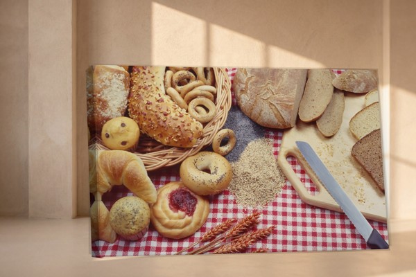 Lienzo Espigas de Trigo y Productos de Panadería - en la pared de un interior
