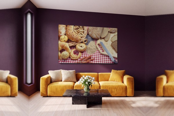Lienzo Espigas de Trigo y Productos de Panadería - en la pared de un interior