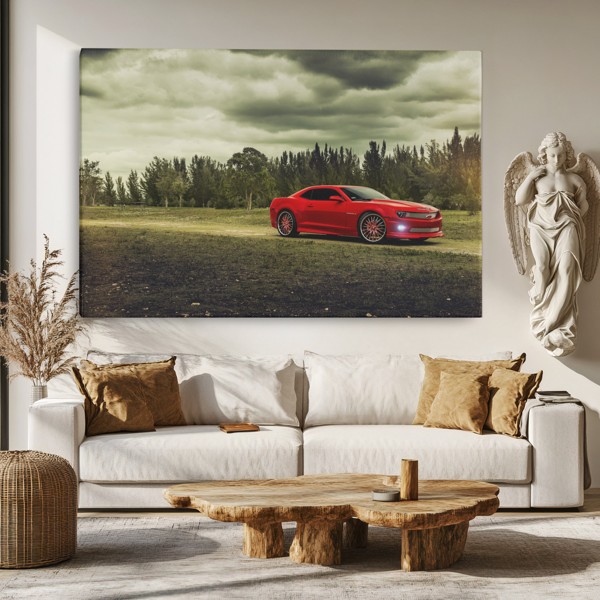 Red Element Abstract Canvas Print - on the wall in a room interior