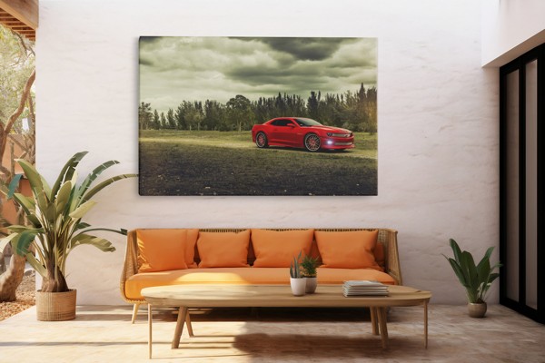 Red Element Abstract Canvas Print - on the wall in a room interior