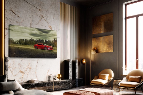Red Element Abstract Canvas Print - on the wall in a room interior
