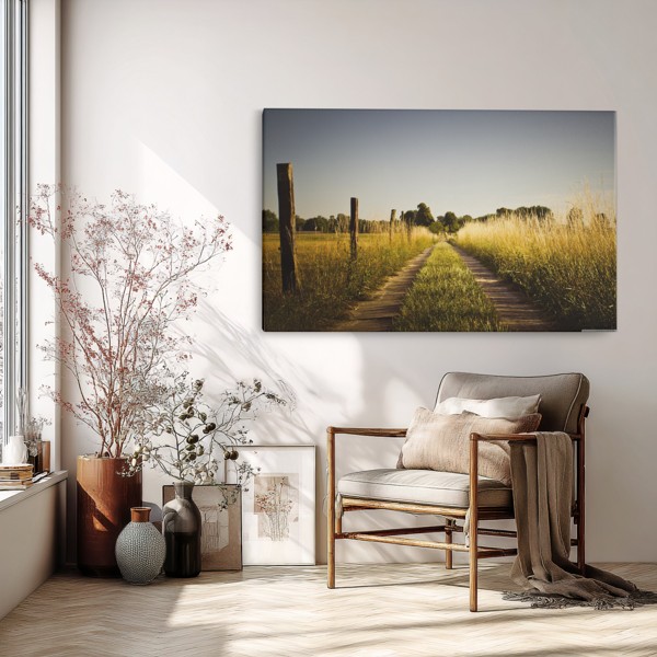 Δρόμος Διαμέσου Χρυσαφιού Πεδίου Canvas Print - στον τοίχο σε εσωτερικό χώρο