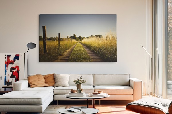 Δρόμος Διαμέσου Χρυσαφιού Πεδίου Canvas Print - στον τοίχο σε εσωτερικό χώρο