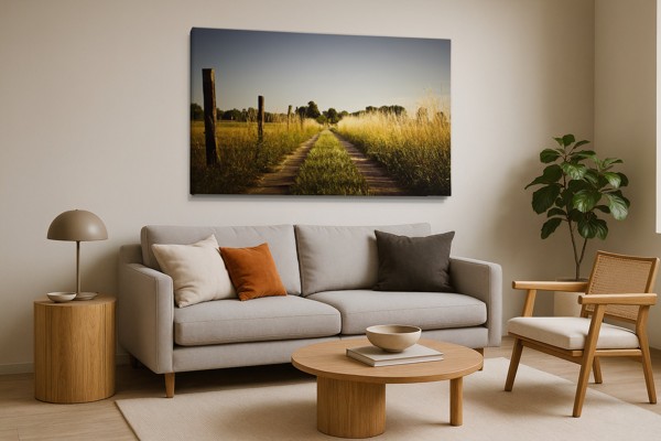 Δρόμος Διαμέσου Χρυσαφιού Πεδίου Canvas Print - στον τοίχο σε εσωτερικό χώρο