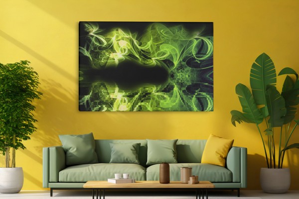 Abstract Smoke Reflection Canvas Print - on the wall in a room interior