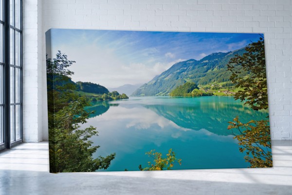 Ezera Klusums Kanvas Prints - Mierīga Ūdens Atspulga - uz sienas telpā