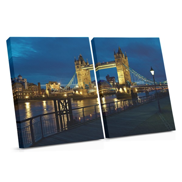 Night Bridge with City Lights Canvas Print