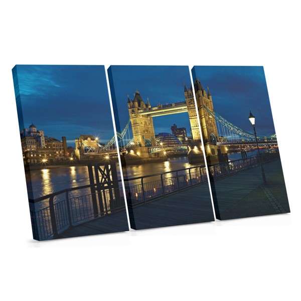 Night Bridge with City Lights Canvas Print