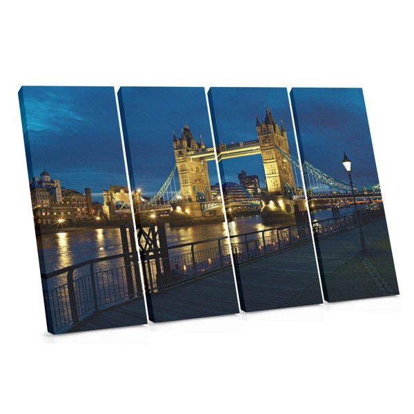 Night Bridge with City Lights Canvas Print
