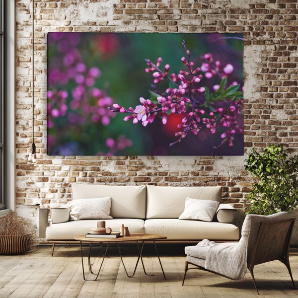 Vårblommor i blom dukprint - på väggen i ett rum