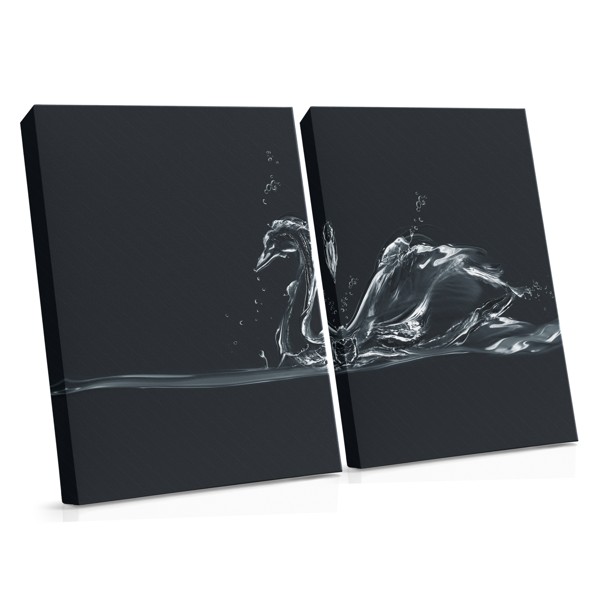 Gulbis uz abstrakta ūdens audekla prints