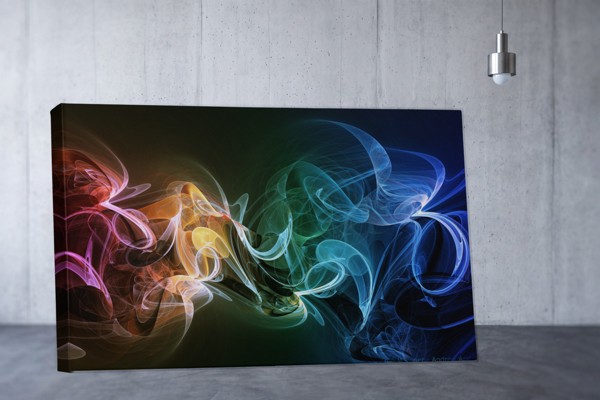 Kleurrijke Rook Abstractie Canvas Print - aan de muur in een interieur
