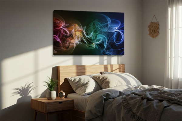 Kleurrijke Rook Abstractie Canvas Print - aan de muur in een interieur