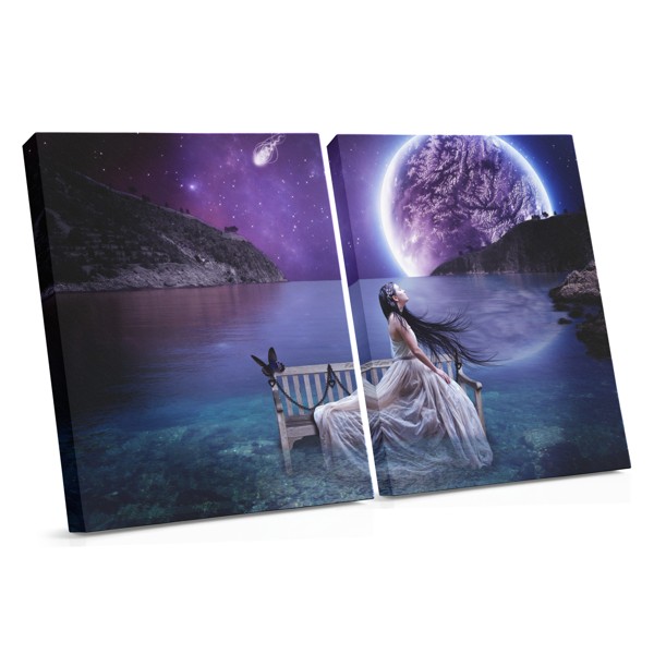 Lunar Girl with Moon Reflection Canvas Print