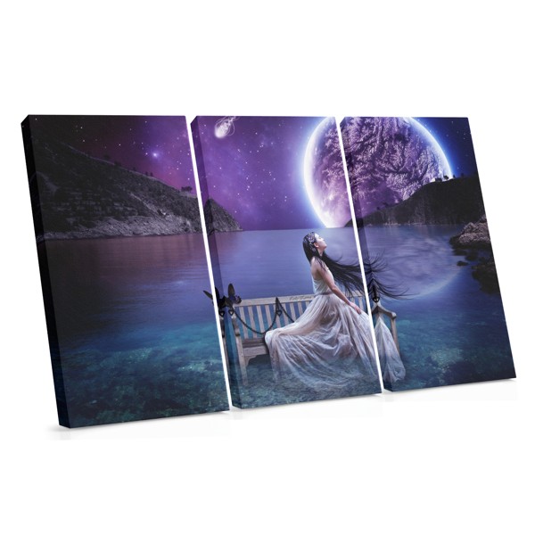 Lunar Girl with Moon Reflection Canvas Print