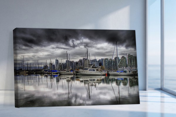 Lush Green Cityscape Before the Storm Canvas Print - on the wall in a room interior