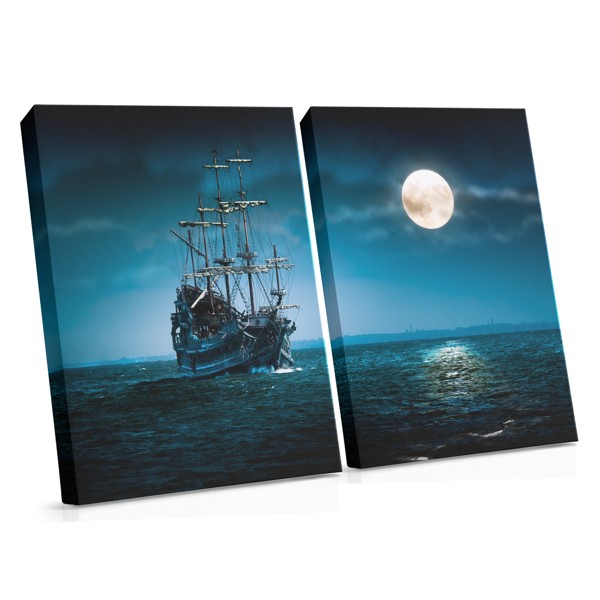 Battleship Under Moonlight Canvas Print