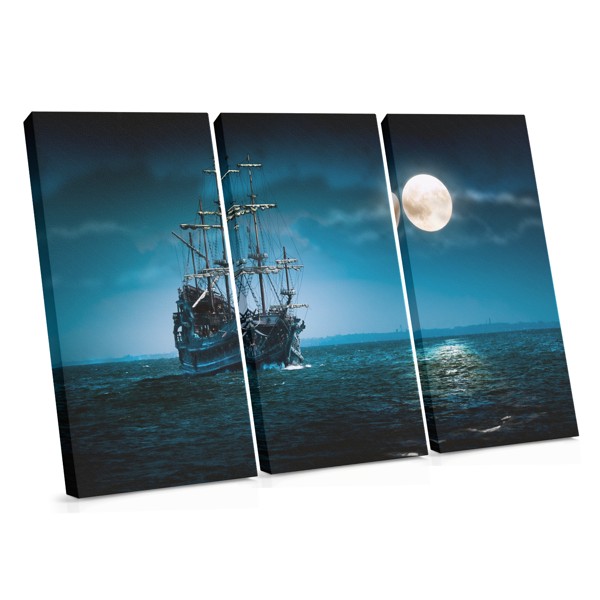 Battleship Under Moonlight Canvas Print