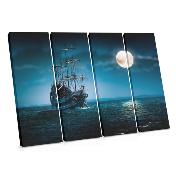 Battleship Under Moonlight Canvas Print