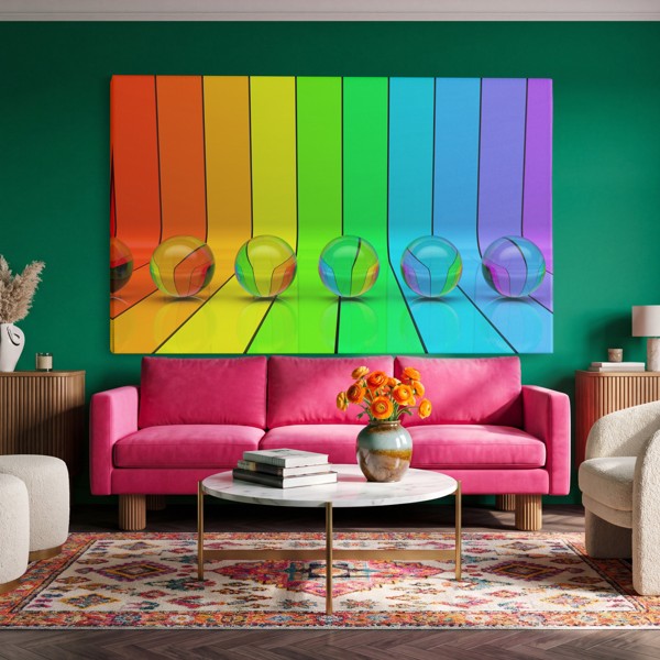 Colorful Abstract Reflection Canvas Print - on the wall in a room interior