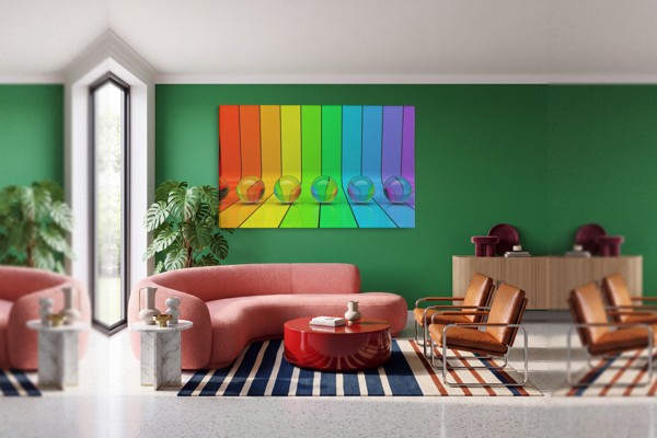 Colorful Abstract Reflection Canvas Print - on the wall in a room interior