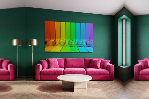 Colorful Abstract Reflection Canvas Print - on the wall in a room interior