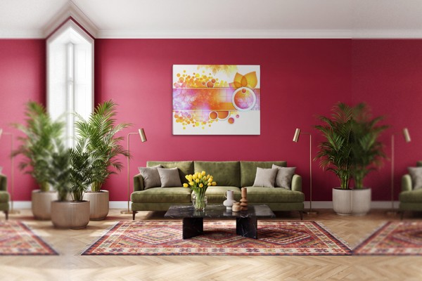 Autumn Leaves Sphere Canvas Print - on the wall in a room interior