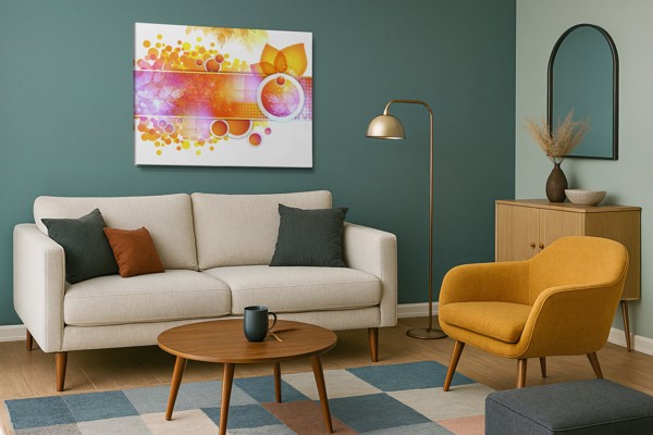 Autumn Leaves Sphere Canvas Print - on the wall in a room interior