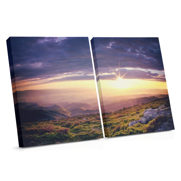 Sunset Over Misty Mountain Valley Canvas Print