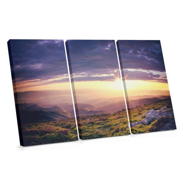 Sunset Over Misty Mountain Valley Canvas Print