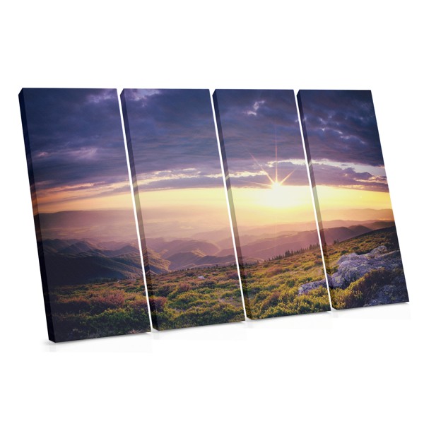 Sunset Over Misty Mountain Valley Canvas Print