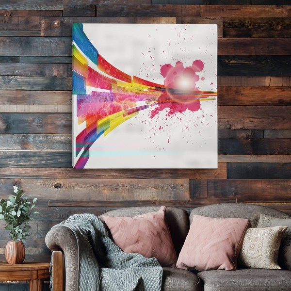 Impression sur Toile Sphère Colorée Abstraite - au mur dans un intérieur