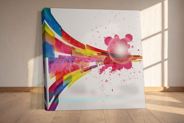 Impression sur Toile Sphère Colorée Abstraite - au mur dans un intérieur