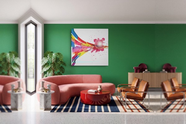 Impression sur Toile Sphère Colorée Abstraite - au mur dans un intérieur